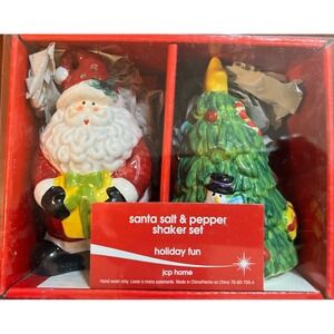 J.C. Penney Home Vintage Santa Claus and Christmas Tree salt and pepper shakers
